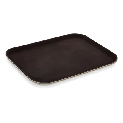 Bandeja Plastica Autoservicios con Antideslizante Cuadrada Mediana Cafe