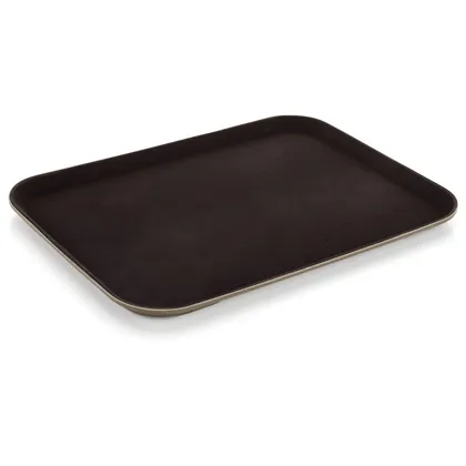Bandeja Plastica Autoservicios con Antideslizante Cuadrada Grande Café