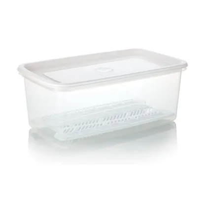 Recipiente Plastico Rectangular Con Bandeja 4L Blanco