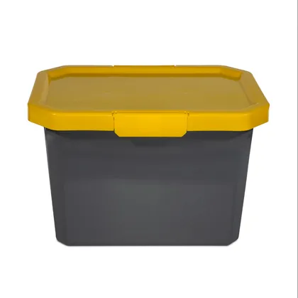 Caja Organizadora Con Broches Estrabox 20L Gris Amarillo Forte