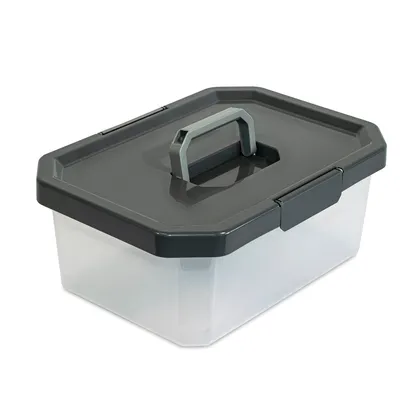 Caja Organizadora Estrabox con Manija 11L Natural-Gris