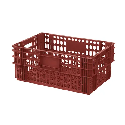 Canastilla plastica C2 encajable fondo lineal pared ovalo 60x40x25 cm-Vino tinto