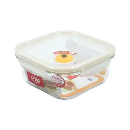 Recipente En Vidrio Y Valvula Rectangular 1,4L