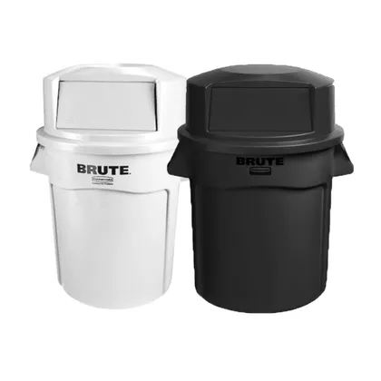 Kit x2 Contenedores Rubbermaid Brute 121 Litros con Tapa Domo Blanco y Negro