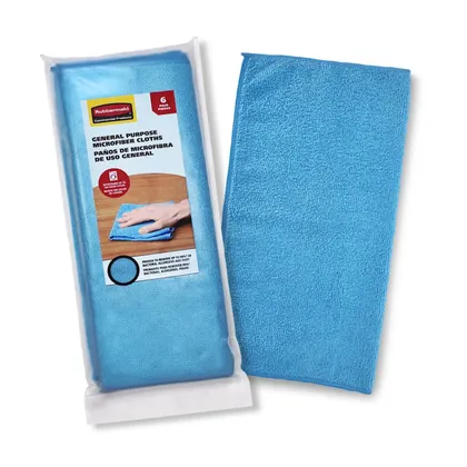 Pack X6 de Paños de Microfibra Azul De Uso General Rubbermaid 2207132
