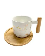 Set pocillo y plato madera