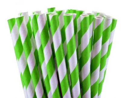 Pitillo de Papel Líneas Verdes con Empaque