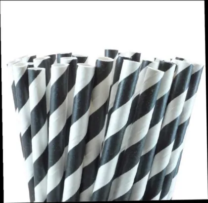 Pitillo de Papel Líneas Negras con Empaque