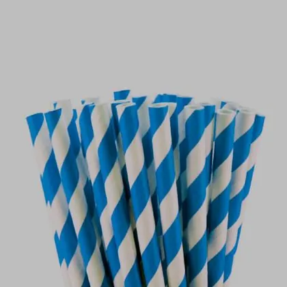 Pitillo de Papel Líneas Azules con Empaque