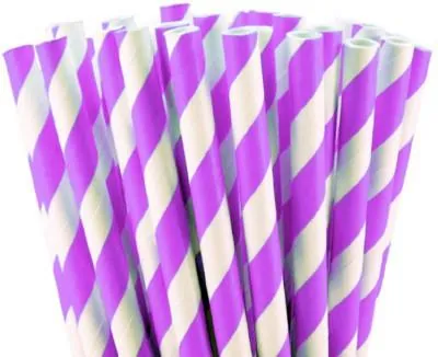 Pitillo de Papel Líneas Moradas con Empaque