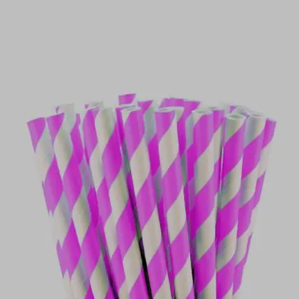 Pitillo de Papel Líneas Rosadas con Empaque