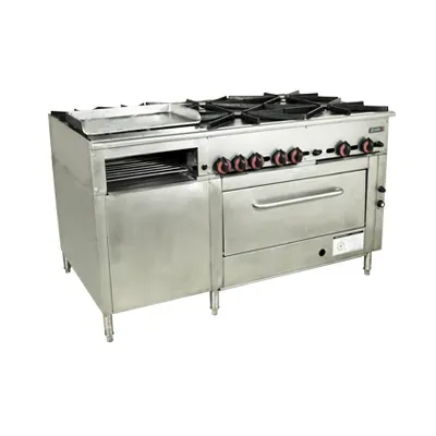 Cocina 6 puestos, plancha y horno M-126