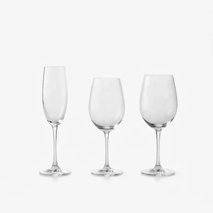SET X 12 COPAS PLISSÉ (4 Copas Vino Blanco 38cl + 4 Copas Champagne 210 ml +4 copas vino r