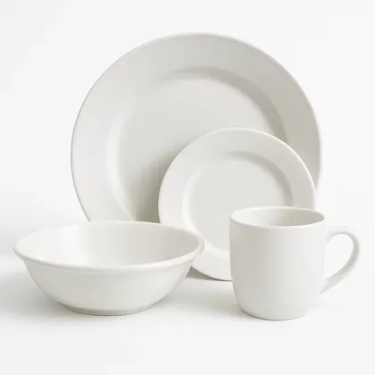 Vajilla en Melamina Clasica Blanca Redonda 16 Piezas