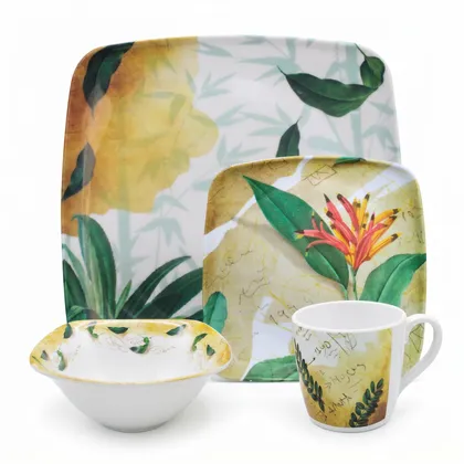 Vajilla en Melamina Primavera Botanica 16 Piezas