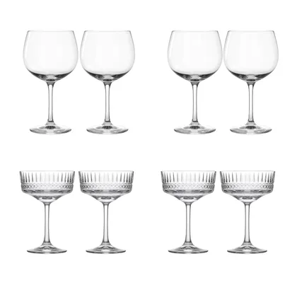 SET X 8 COPAS ROYAL (4 Copas Champagne Coupe 320 ml + 4 Copas Martini 250 ml)