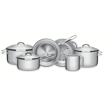 Juego de Ollas Batería de Cocina Tramontina Solar Acero Inoxidable 9 Piezas