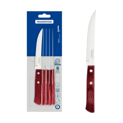 Juego de Cuchillos para Asado Tramontina con Láminas de Acero Inoxidable y Mangos de Mader