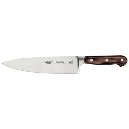Cuchillo Chef Tramontina Century Wood con Lámina de Acero Inoxidable y Mango de Madera Tra