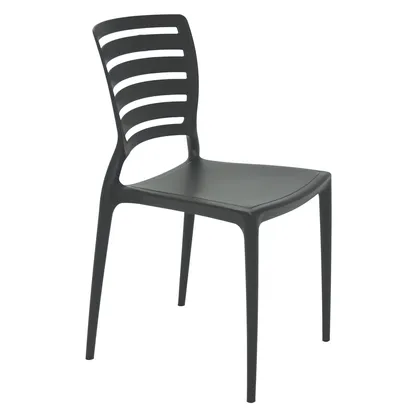 Silla Tramontina Summa Sofia en Polipropileno y Fibra de Vidrio Negro con Respaldo Horizon
