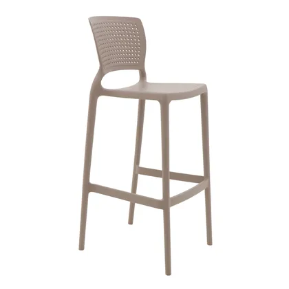 Silla Tramontina Summa Safira Alta Bar en Polipropileno y Fibra de Vidrio Taupe