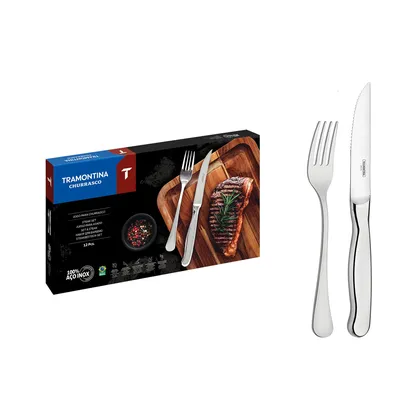 Juego de cubiertos para asado Tramontina Zurique de 12 piezas de acero inoxidable cuchill