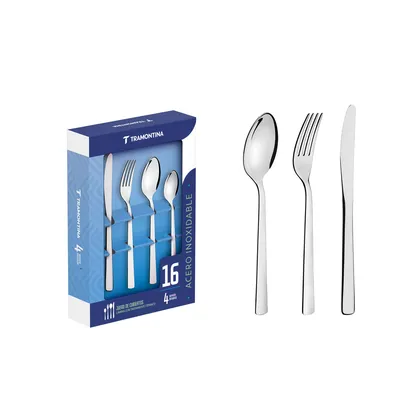 Juego de cubiertos de 16 piezas Tramontina Oslo de acero inoxidable con cuchillos de mesa