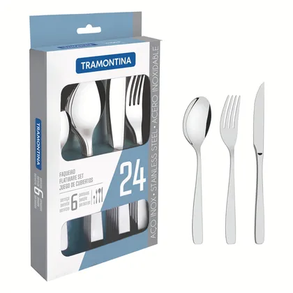 Juego de cubiertos Tramontina Cosmos de Acero Inoxidable con Cuchillos para Asado Acabado