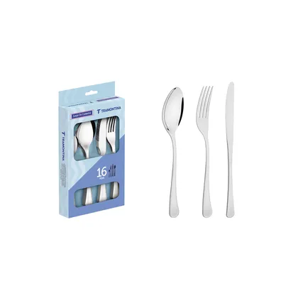 Juego de cubiertos de 16 piezas Tramontina Havana de acero inoxidable con cuchillos para a