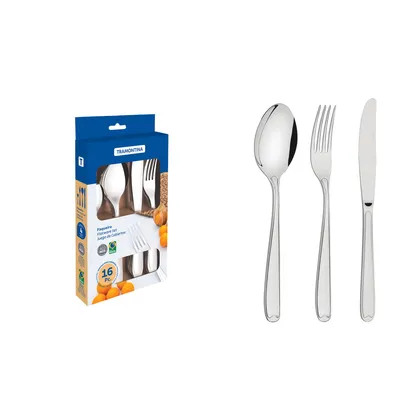 Juego de cubiertos Copacabana de acero inoxidable con cuchillos de mesa 16 piezas Tramonti