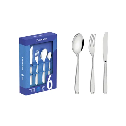 Juego de cubiertos Copacabana de acero inoxidable con cuchillos de mesa 24 piezas Tramonti