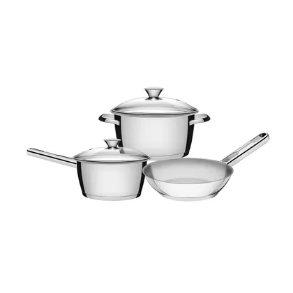 Juego de Ollas Batería de Cocina Tramontina Allegra Acero Inoxidable 5 Piezas