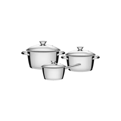Juego de Ollas Batería de Cocina Tramontina Allegra Acero Inoxidable 6 Piezas