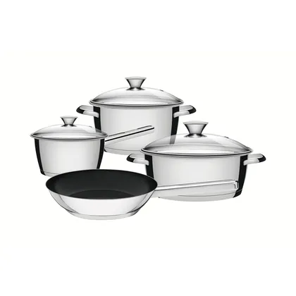 Juego de Ollas Batería de Cocina Tramontina Allegra Acero Inoxidable 7 Piezas