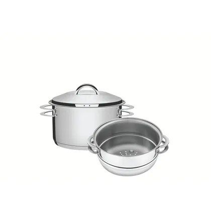 Olla Vaporera Tramontina Solar de acero inoxidable fondo triple con asas 2 piezas 16 cm