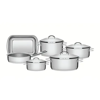 Juego de Ollas Batería de Cocina Tramontina Solar Acero Inoxidable 10 Piezas