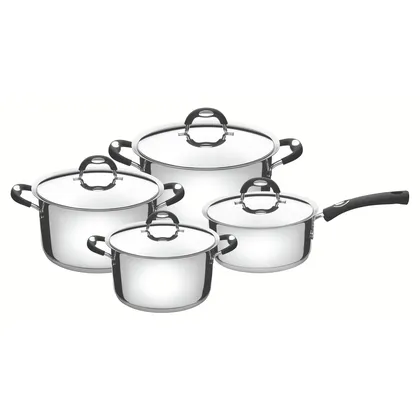 Juego de Ollas Batería de Cocina Tramontina Duo Silicone Acero Inoxidable 8 Piezas