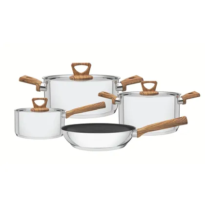 Juego de Ollas Batería de Cocina Tramontina Brava Acero Inoxidable 7 Piezas