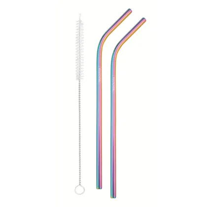 Juego Pitillos de Acero Inoxidable color Tornasol de 3 Piezas