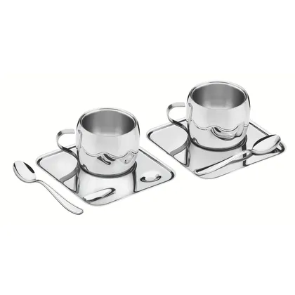 Juego para café Tramontina de acero inoxidable terminación brillante con tazas y platos cu