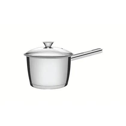 Olla Allegra con mango de acero inoxidable con fondo triple y tapa de vidrio de 16 cm y 2,