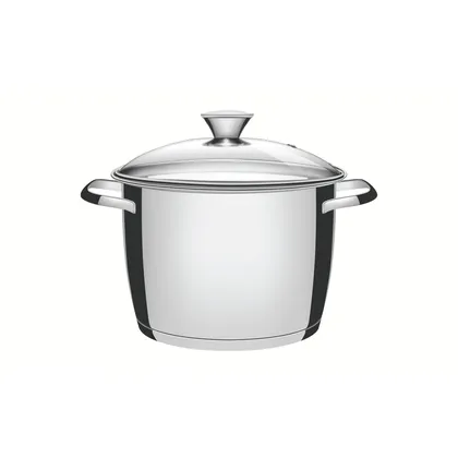 Olla Allegra de acero inoxidable con fondo triple y tapa de vidrio de 22 cm y 5,5 L Tramo