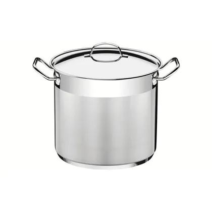 Olla alta Tramontina Professional de acero inoxidable fondo triple con tapa y asas 28 cm 1