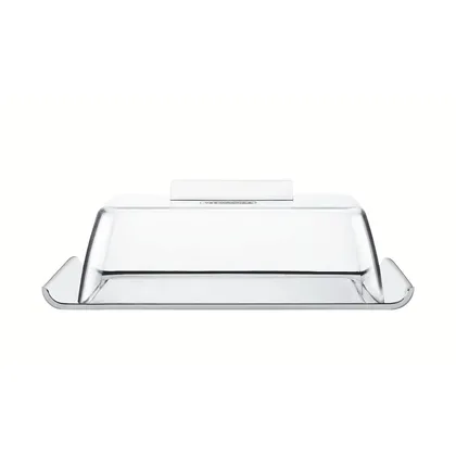 Mantequillera Tramontina Quadrata rectangular de acero inoxidable con tapa transparente