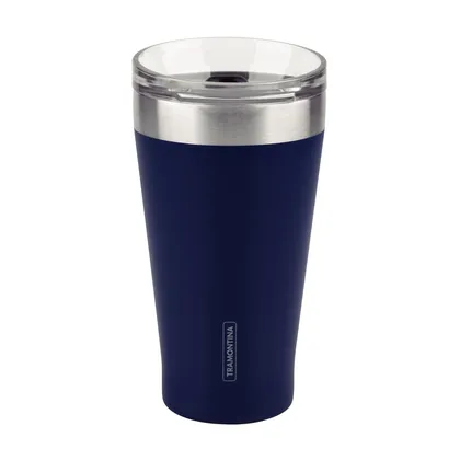 Vaso Térmico Tramontina Exata en Acero Inoxidable Azul con Tapa 550 ml