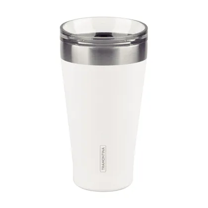 Vaso Térmico Tramontina Exata en Acero Inoxidable Blanco con Tapa 550 ml