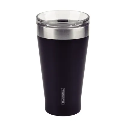 Vaso Térmico Tramontina Exata en Acero Inoxidable Negro con Tapa 550 ml
