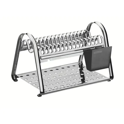 Escurridor de platos Tramontina Plurale de acero inoxidable con porta cubiertos negro