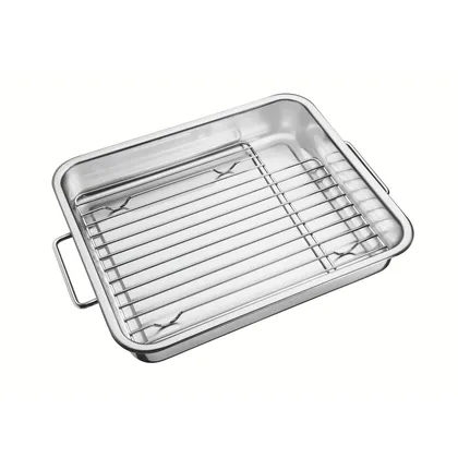 Fuente de hornear Tramontina Service de acero inoxidable con parrilla 39 cm 6,4 L
