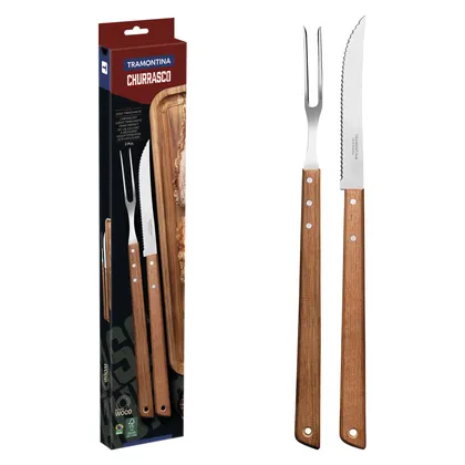 Juego Trinchante Tramontina de Acero Inoxidable y Madera 2 piezas